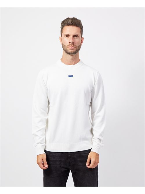 Hugo cotton sweater with blue logo label HUGO | 50514698100